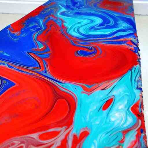 wet paint marbling, red and blue duotone 