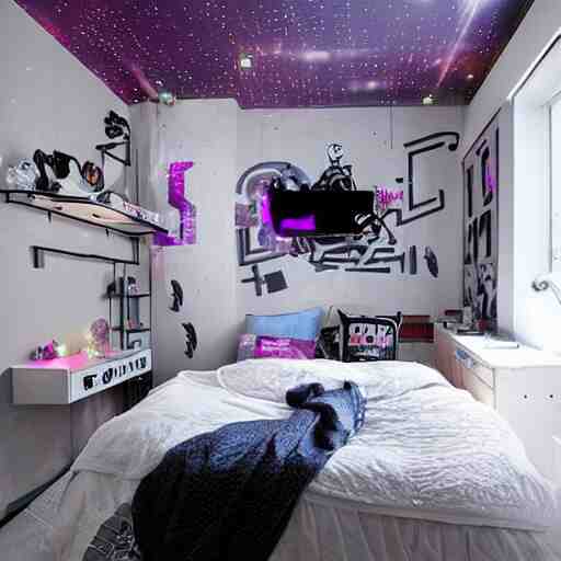 a girl's cozy cyber punk bedroom 