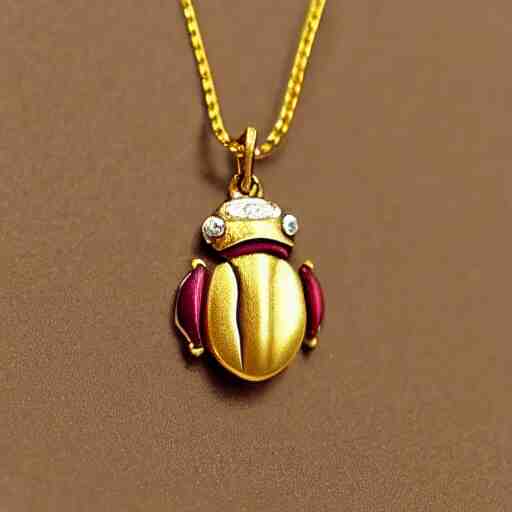 a ladybug, as a diamond pendant on a gold chain 