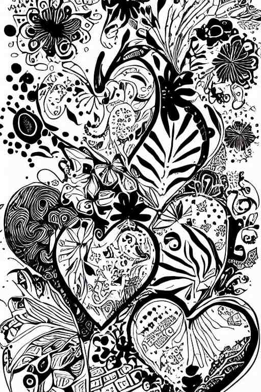 black and white illustration, creative design, love yourself 