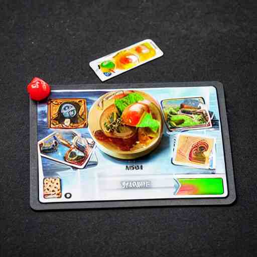 futuristic nft card game, professional food photography 