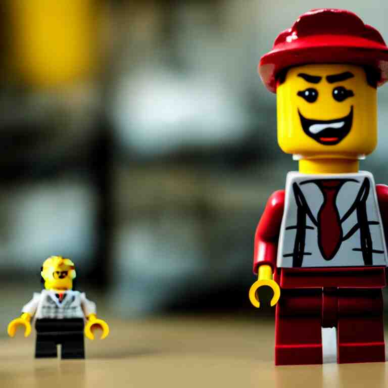 a cinematic film still of a stop motion film starring bill murray as a lego fig, shallow depth of field, 8 0 mm, f 1. 8 