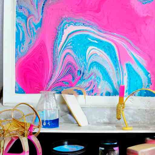 wet paint marbling, vibrant pink and blue duotone 