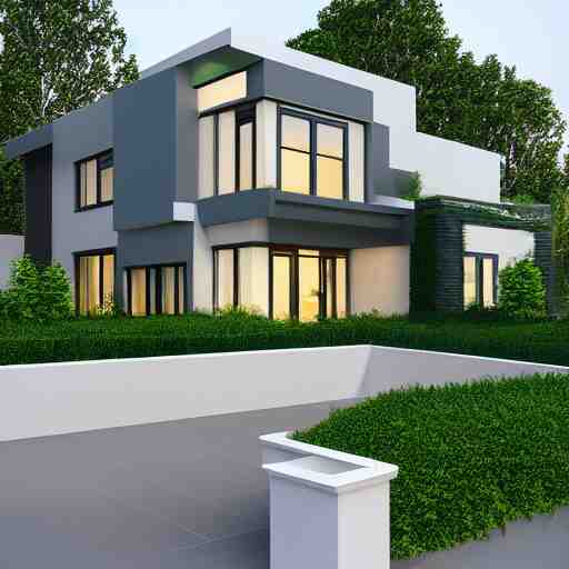 mansion exterior modern contemporary grass plants highly realistic high quality octane render 