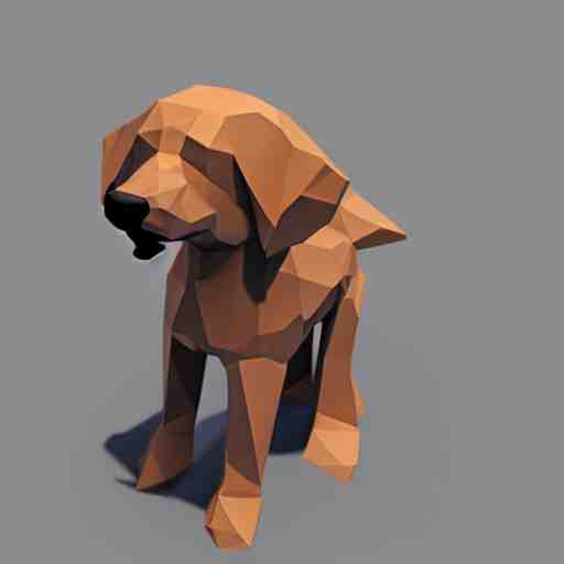 a dog, low quality, 3 d render, low poly, sad 