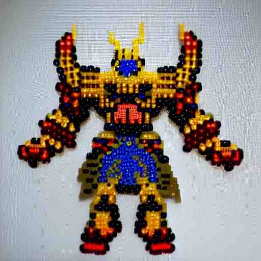 a warrior from world of warcraft made out of beads