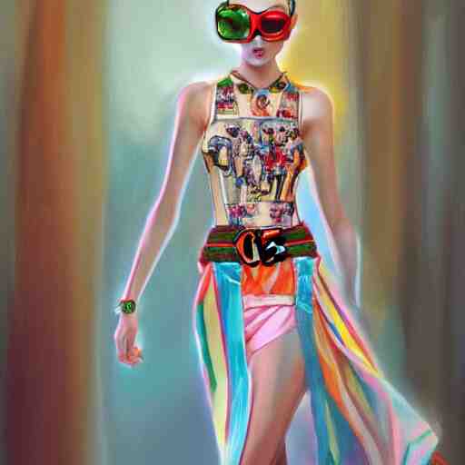 Russian fashion, gucci catwalk, oil painting, digital art, ultradetailed, artstation