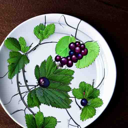 a man eats black currants in a plate, hyper realistic, hyper detailed, cfg _ scale 1 2 