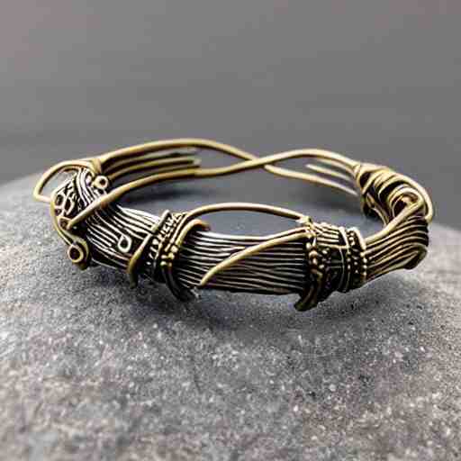 poseidon cultists bangle, bronze wire, intricate poseidon style, ancient mediterranean jewelry, fine craftsmanship