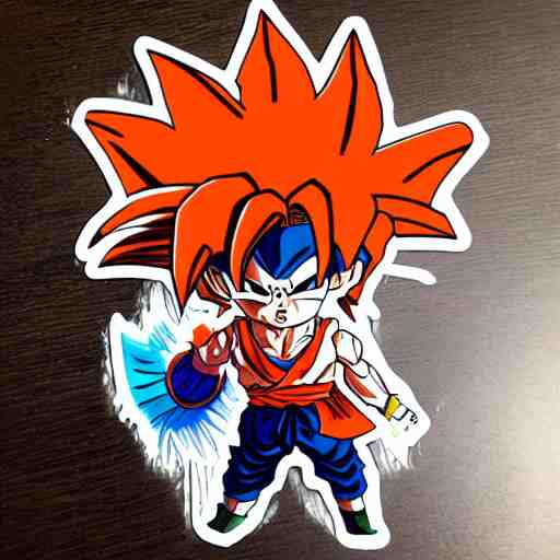 die cut sticker, goku with a strawhat, splatter paint 