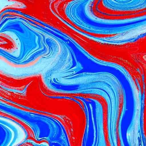 wet paint marbling, red and blue duotone 