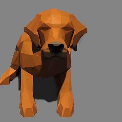 a dog, low quality, 3 d render, low poly, sad 