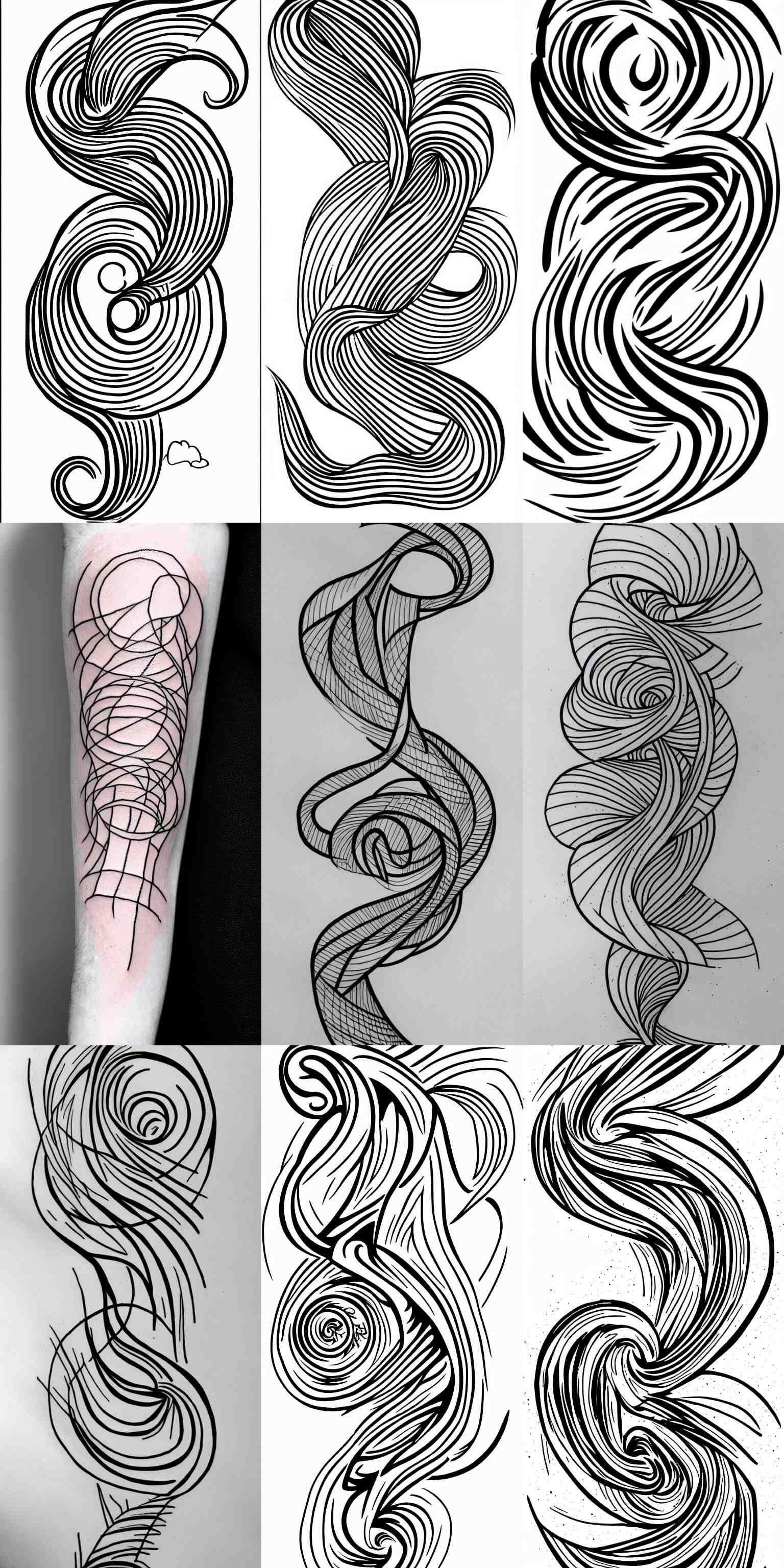 tattoo design. line drawing. Tornado. Simple.