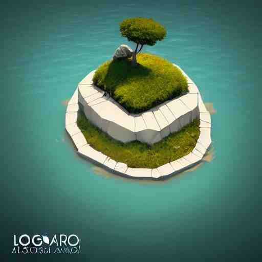 a floating island on an aquatic environment isometric art, lago di sorapis landscape, low poly art, game art, artstation, 3D render, high detail, cgsociety, octane render, sharp focus