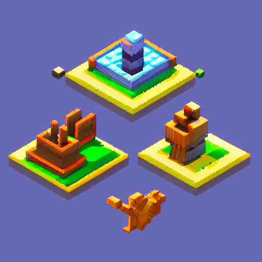 isometric 3 d game props pixel art, clean, artstation 