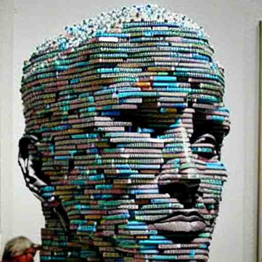 sculpture made out of empty plastic cigarette packs. 