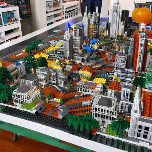 large city lego set built entirely out of legos, very intricate and detailed, photorealistic 