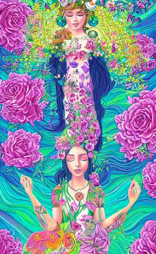 tranquil oblivion,  floral queen, artwork by artgem, art by lisa frank