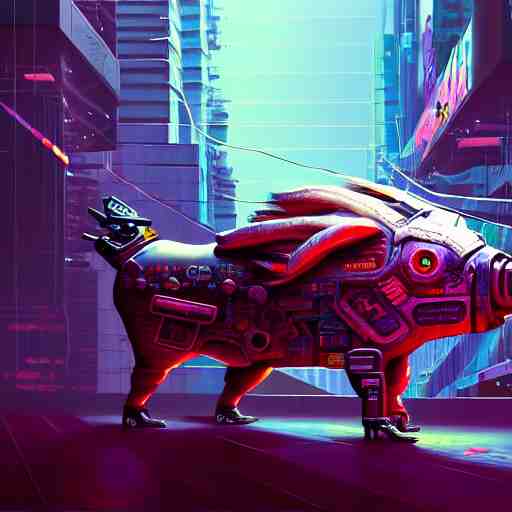 painting of a cyberpunk flying pig, sharp focus, award - winning, trending on artstation, masterpiece, highly detailed, intricate, cartoon, anime. art by merwild and ernesto irawan and rachel denton 