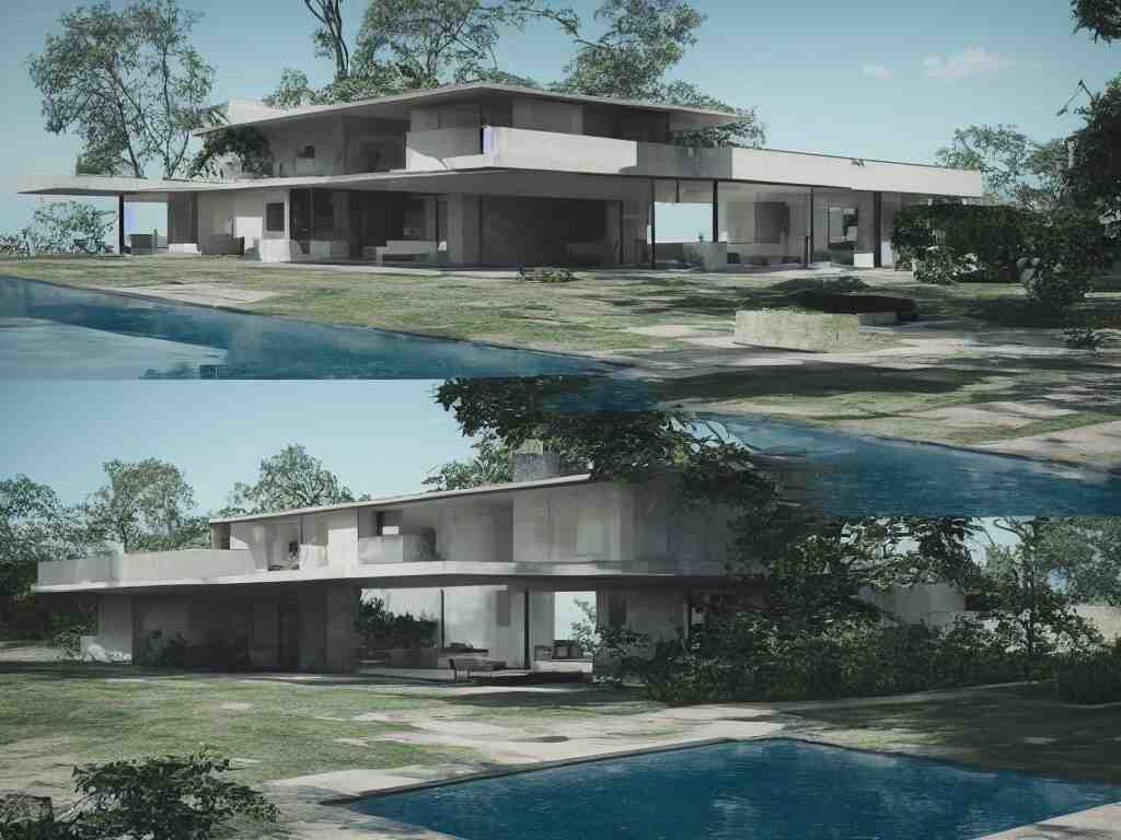 “A mid-century stahl house by Pierre Koenig, los angeles, trending on artstation, octane render, cgsociety, digital art”