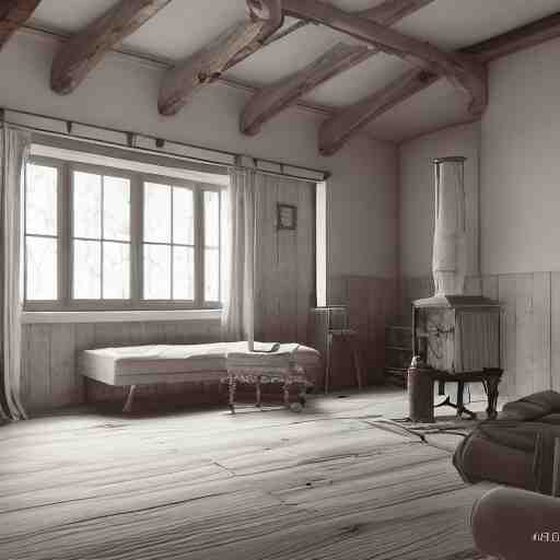 1 9 2 0 farmhouse interior design style, hyper realistic, octane render, 