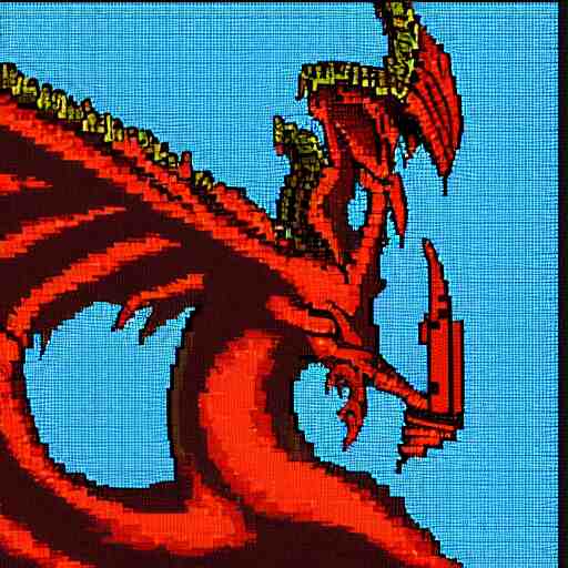 Bahamut in a pixel art style