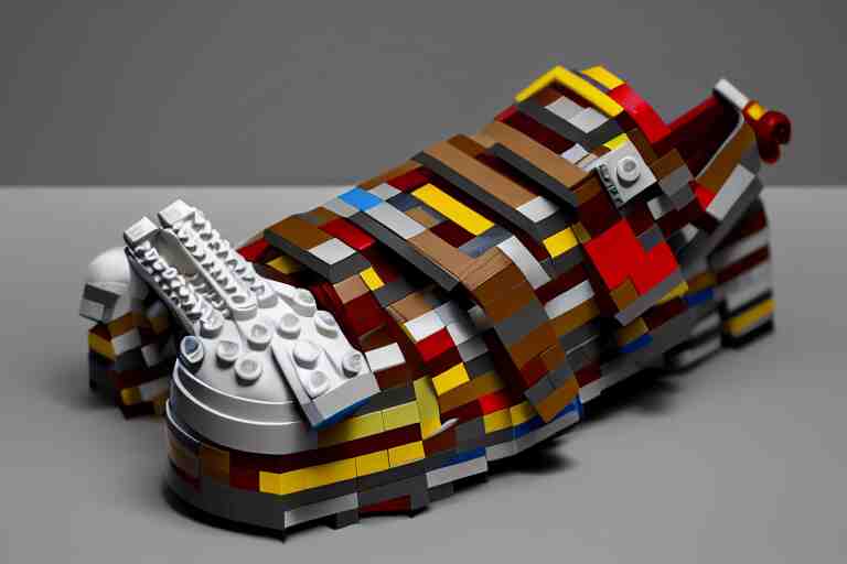 sneaker made out of lego, steampunk, sculpture, cinema 4 d, octane render 