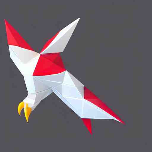 low poly, vector, white eagle icon, in a book, red background, cgsociety, artstation, octane render