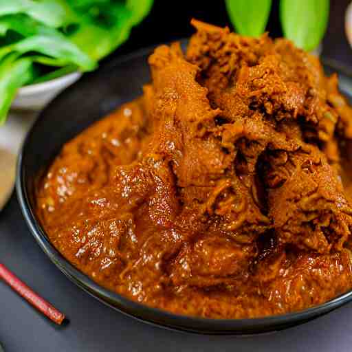 a professional photo of nasi rendang