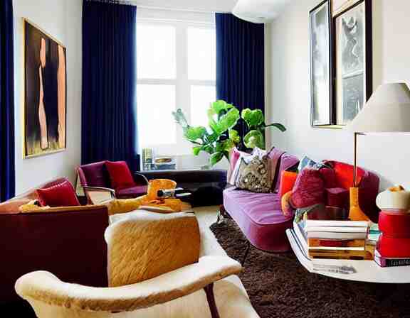 apartment designed by nate berkus, rich royal colors 