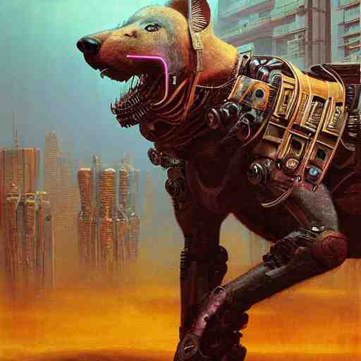 robotic hyena, cyberpunk 2 0 7 7, highly detailed beksinski style art 