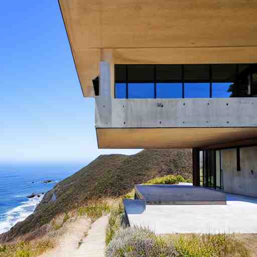 a modern concrete house on the bluffs overlooking the ocean in big sur california 