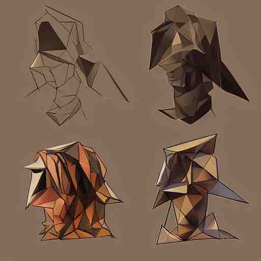 art style consisting of harsh highlights, strong contrasts, flat shading and colouring. polygonal