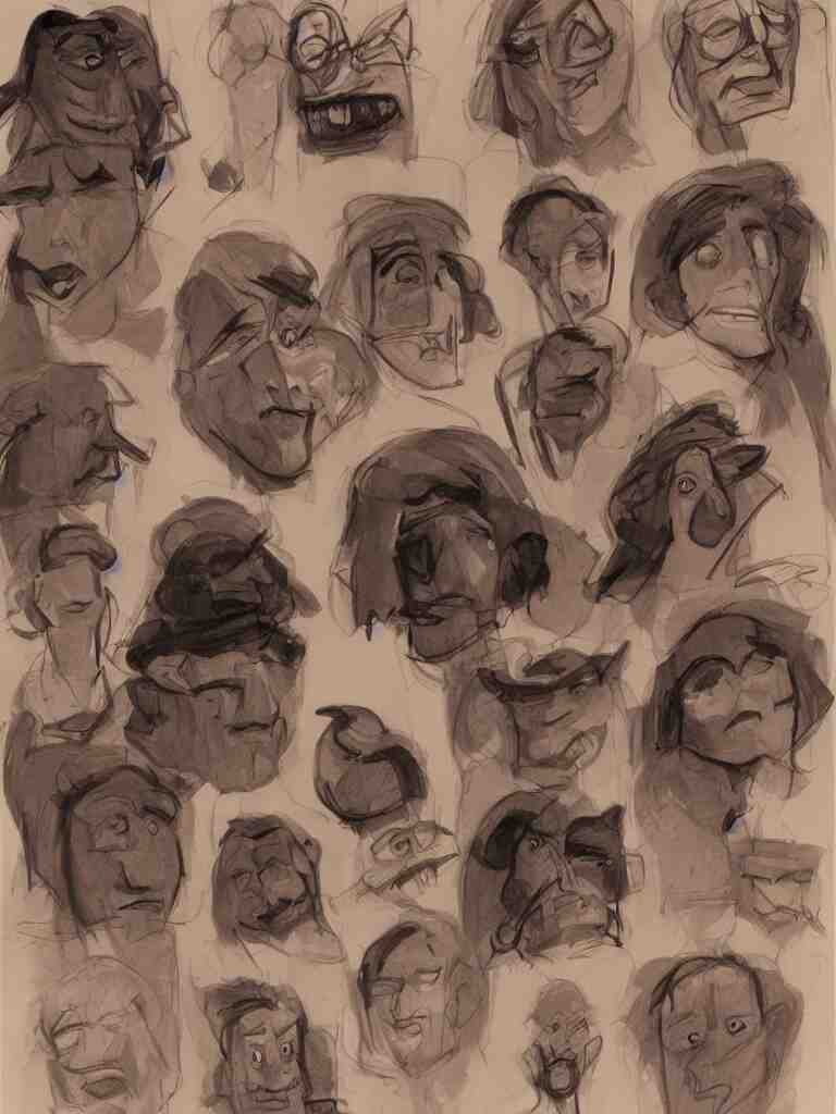 faces by disney concept artists, blunt borders, rule of thirds 