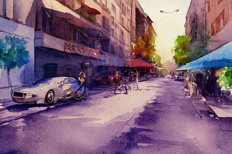 street summer watercolor light color on artstation 