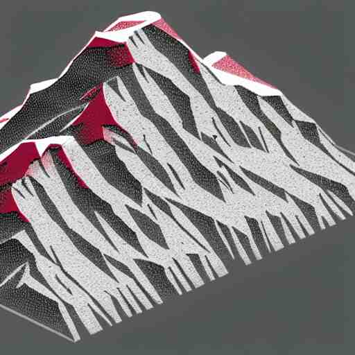 isometric view of a mountain with red gems as resources, svg