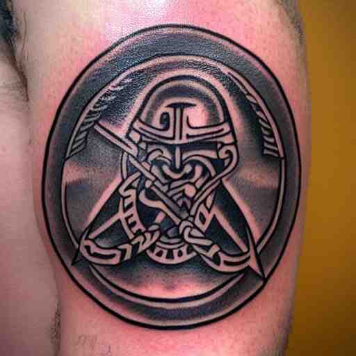 simple tattoo of a viking holding a shield by sailor jerry 