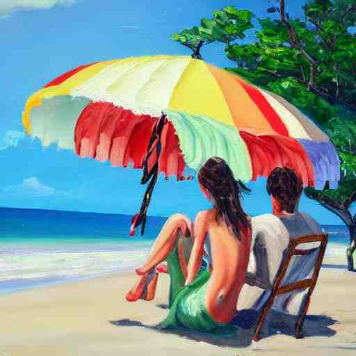 a painting of people on a beach with umbrellas, a detailed painting by Emily Mason, featured on tumblr, action painting, detailed painting, oil on canvas, painterly