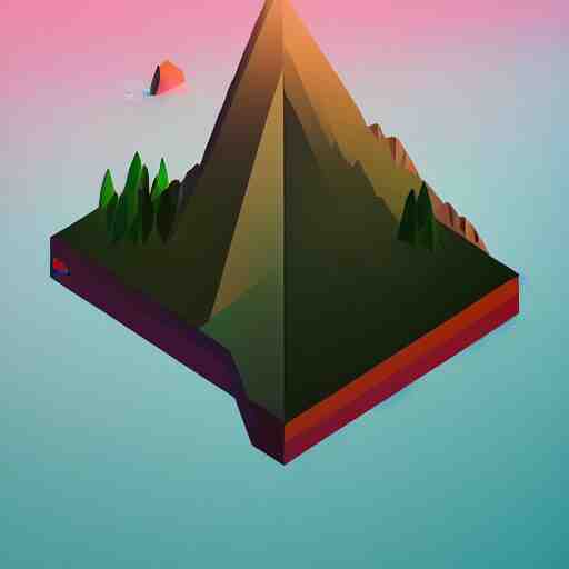 isometric view of giant floating triangular monolith in valley by james gilleard and madmaraca, textured, detailed, beautiful, 8 k wallpaper 