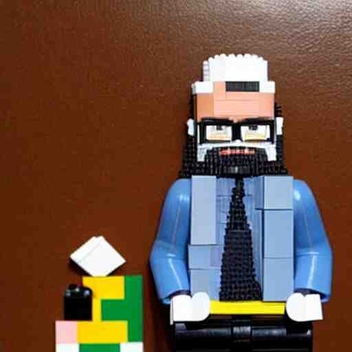 the philosopher Edmund Husserl, made out of Legos, standing in his home office, photo realistic