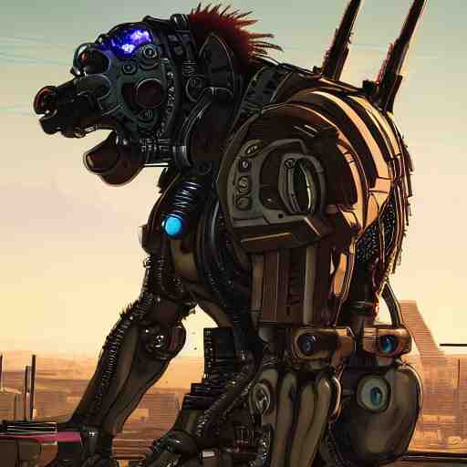 cybernetically enhanced cyborg hyena, realistic cyberpunk 2 0 7 7 concept art 