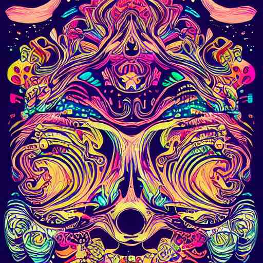 chaos in my head, intricate ink illustration, vibrant colors, rainbow colors, white background, maximalist, 8 k 