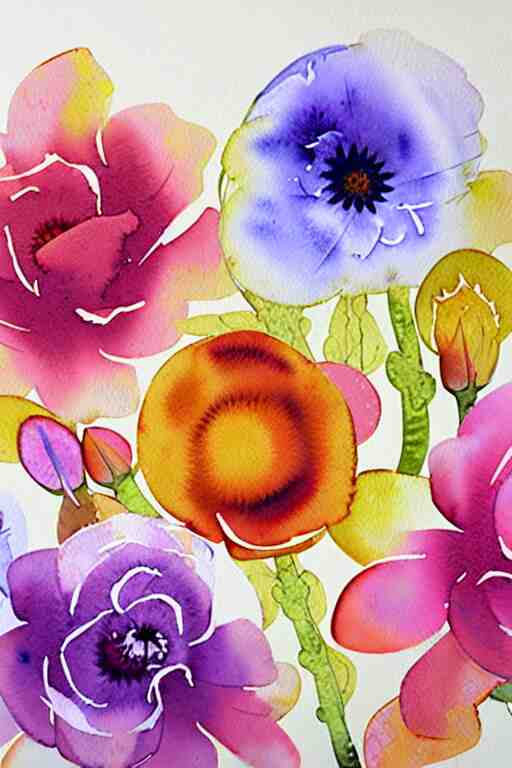 loose watercolor flowers by prafull sawant and michał jasiewicz and eudes correia 