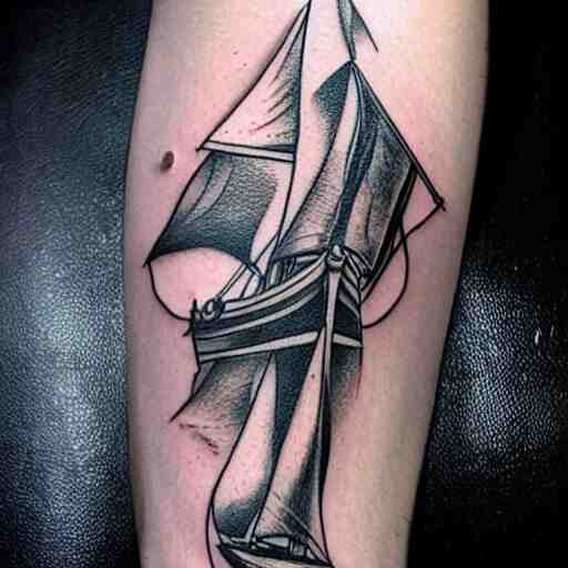realism tattoo design of a pirate ship, by Matteo Pasqualin tattoo artist, on white paper