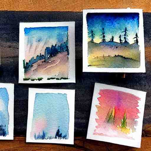 tiny warm watercolor prints 