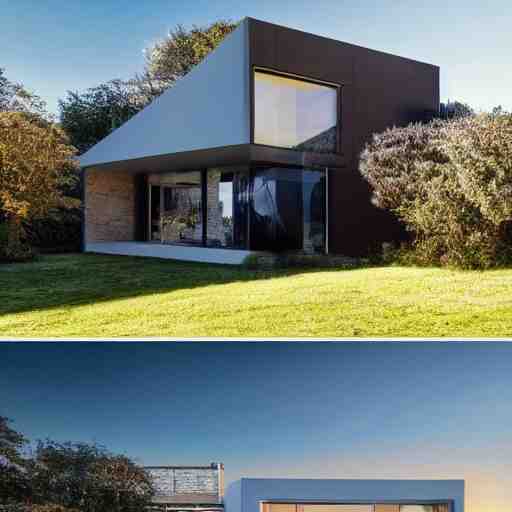 a modern country house in a landscape with an ocean view, hdr, trending on artstation, 8 k 