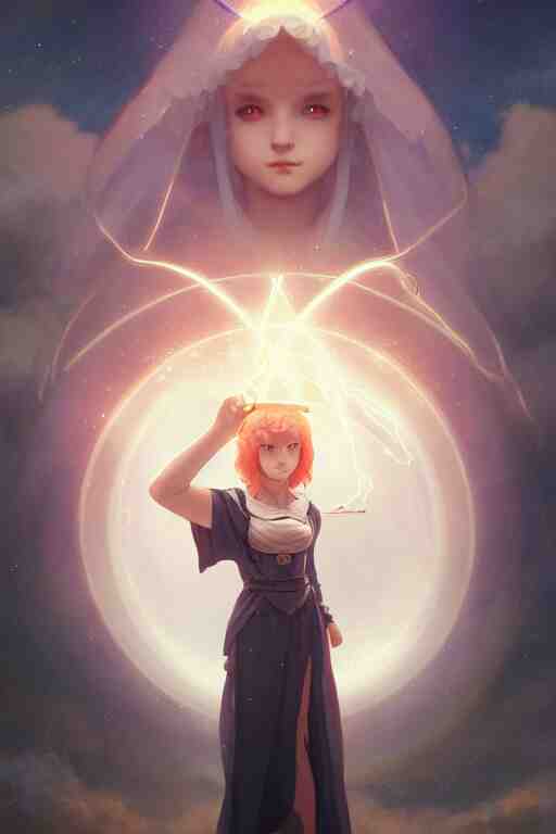 a cute wizard girl conjuring a lightening ball, character art portrait, anime key visual, official media, illustrated by tom bagshaw, wlop, william bouguereau, extremely detailed, 8 k, trending on artstation, cinematic lighting, beautiful 