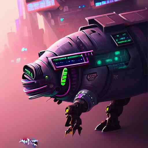 painting of a cyberpunk flying pig, sharp focus, award - winning, trending on artstation, masterpiece, highly detailed, intricate, cartoon, anime. art by merwild and ernesto irawan and rachel denton 