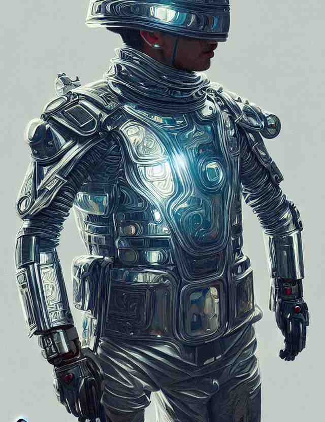 futuristic soldier reflective chrome armor super intricate ornaments artwork by tooth wu and wlop and alena aenami and greg rutkows 