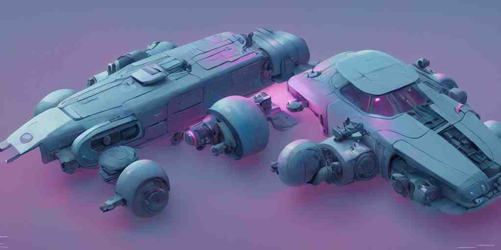 Hard Surface Shape Form Exploration, Detailed, 8k, sci-fi, pastel colors, props, panel, concept, simon stalenhag ,syd mead, vehicle, speeder, parts,modular, insane detail